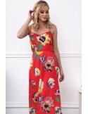 Red summer dress with flowers for everyday use MP60092 - Online store - Boutique